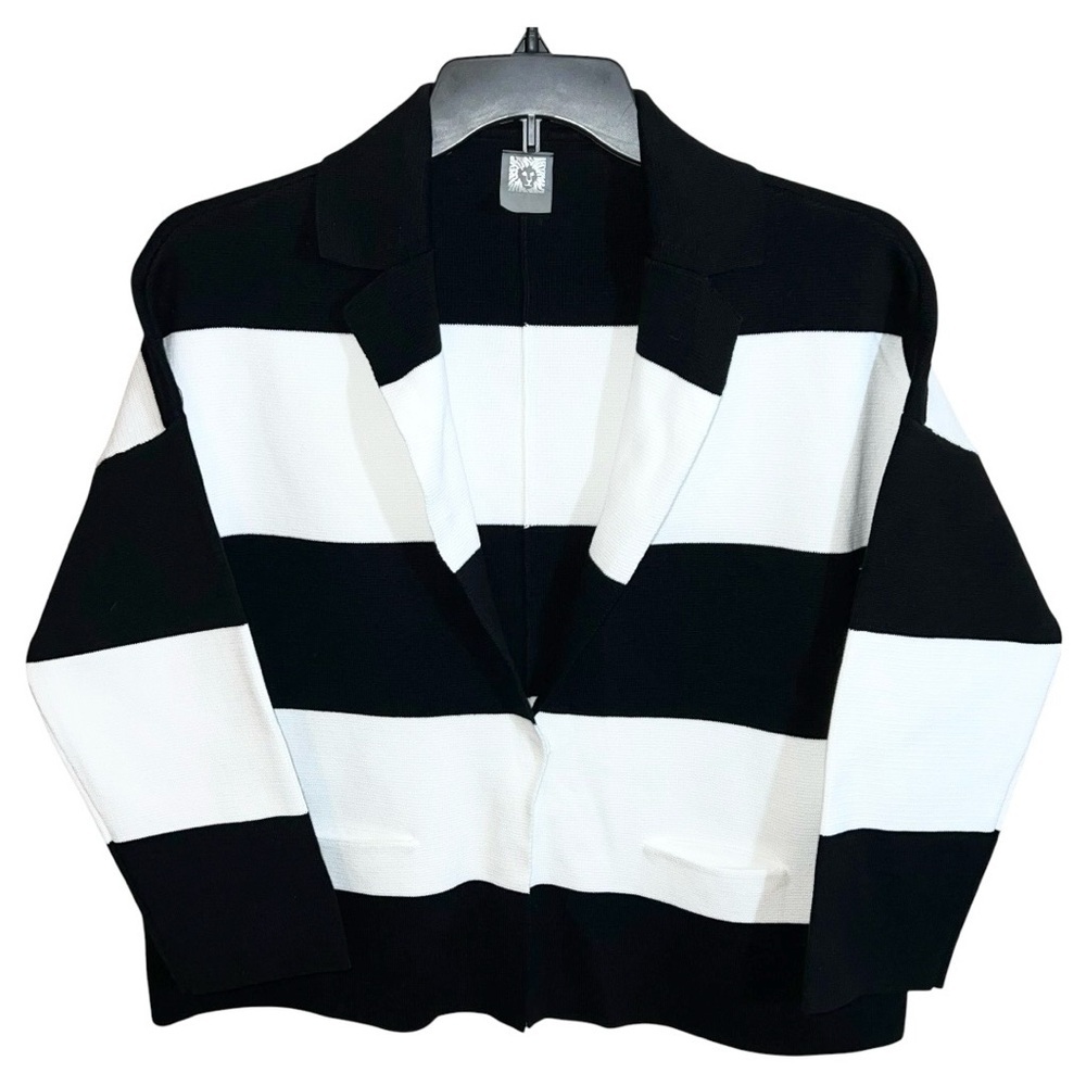 Anne Klein Sweater Top Women’s Size L Black White Long Sleeve
